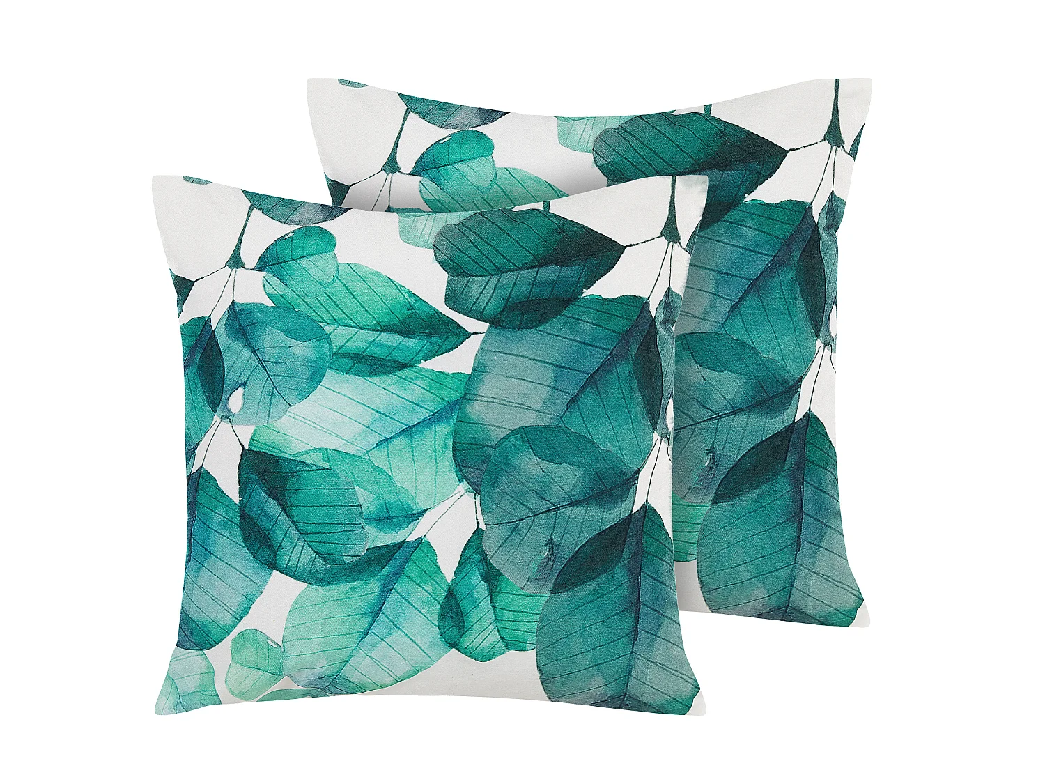 Gartenkissen 2er Set TREBBO Pflanzenmuster 45 x 45 cm Blaugrün