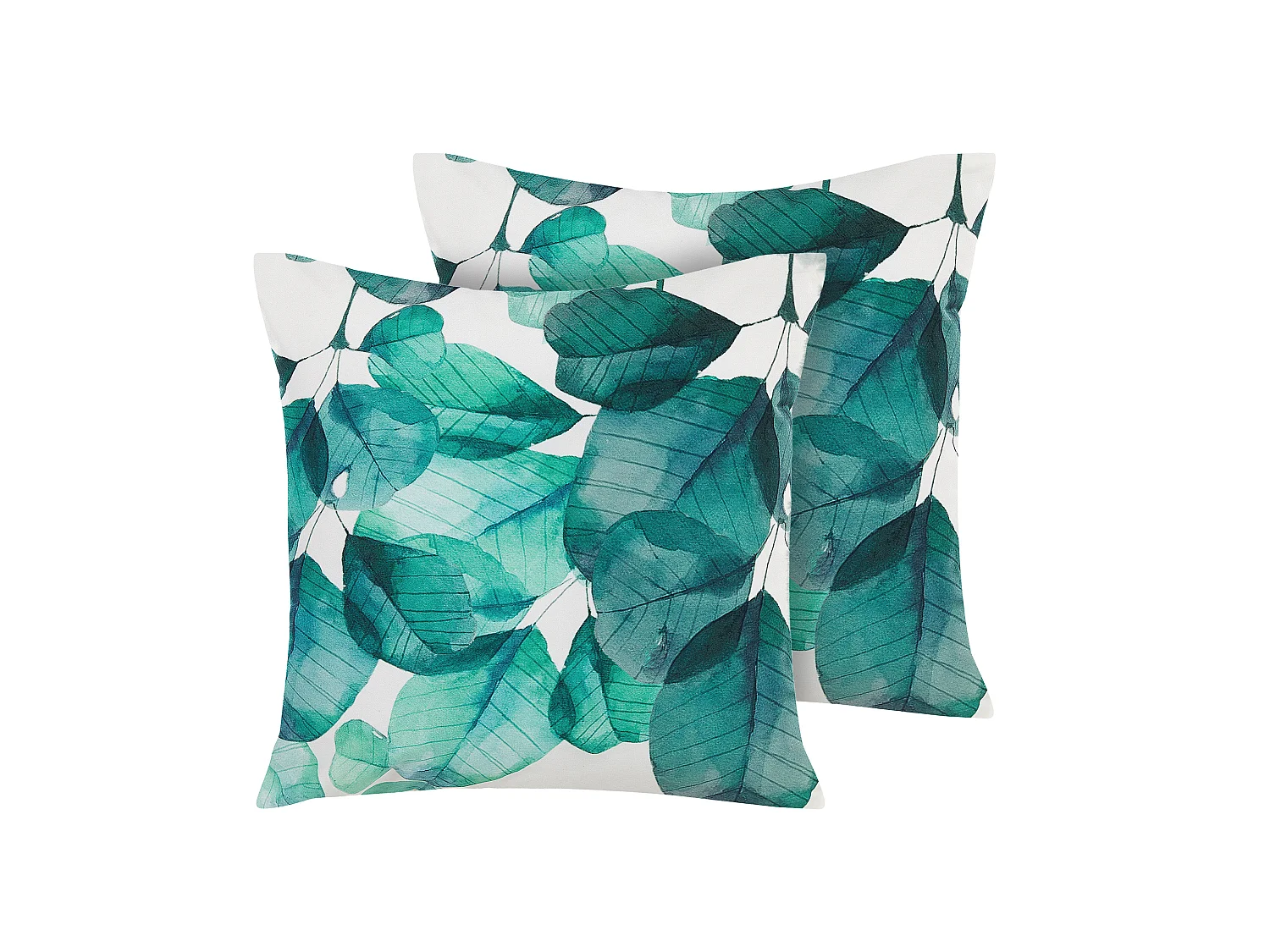 Lot de 2 coussins d'extérieur TREBBO Motif de plante 45 x 45 cm Bleu paon