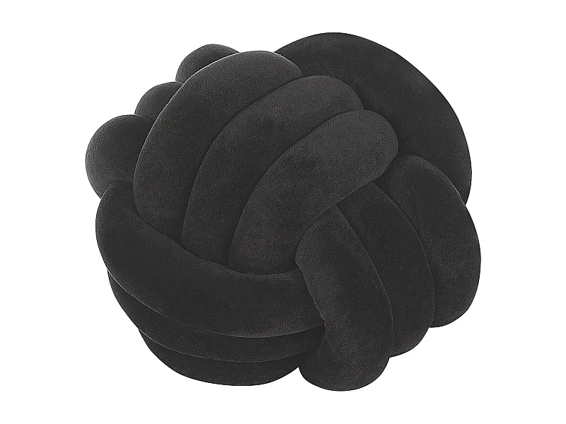 Modernes Knoten-Ball Dekokissen Samtstoff schwarz rund 30 x 30 cm Malni