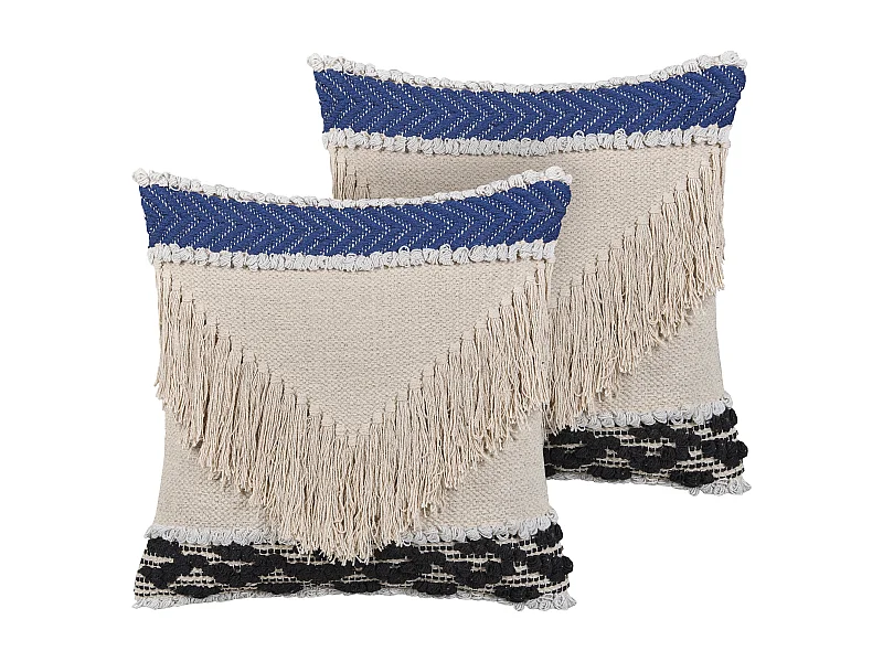 Conjunto de 2 cojines decorativos SOFCA Algodón 45 x 45 cm Beige Patrón geométrico