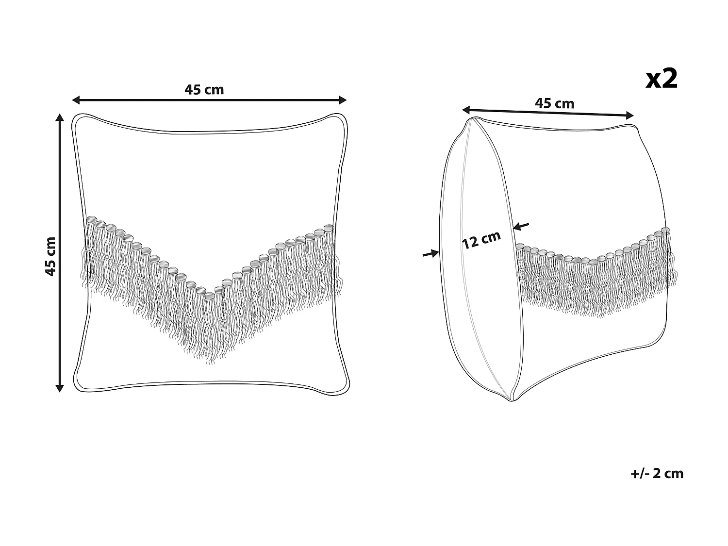 Lot de 2 coussins décoratifs SOFCA Coton 45 x 45 cm Beige Motif géométrique