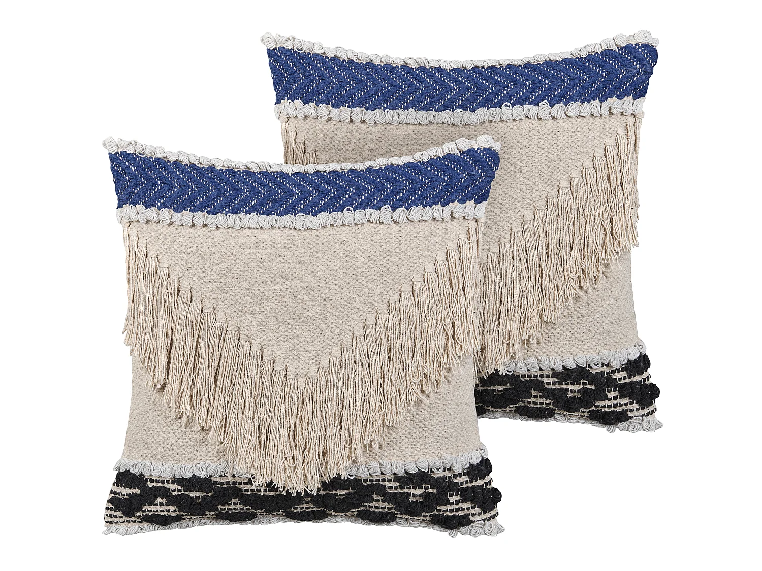 Set of 2 Decorative Cushions SOFCA Cotton 45 x 45 cm Beige Geometric Pattern