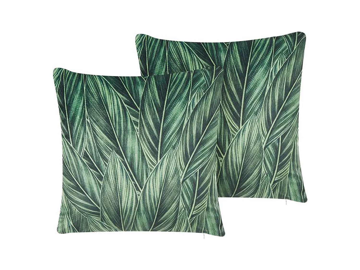 Dekokissen 2er Set DIASCIA Samtstoff 45 x 45 cm Grün Pflanzenmuster