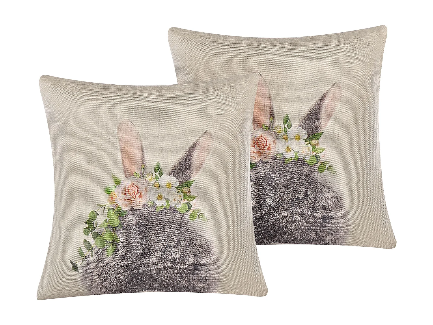 Dekokissen Hasenmotiv Baumwolle mehrfarbig 45 x 45 cm 2er Set FATSIA