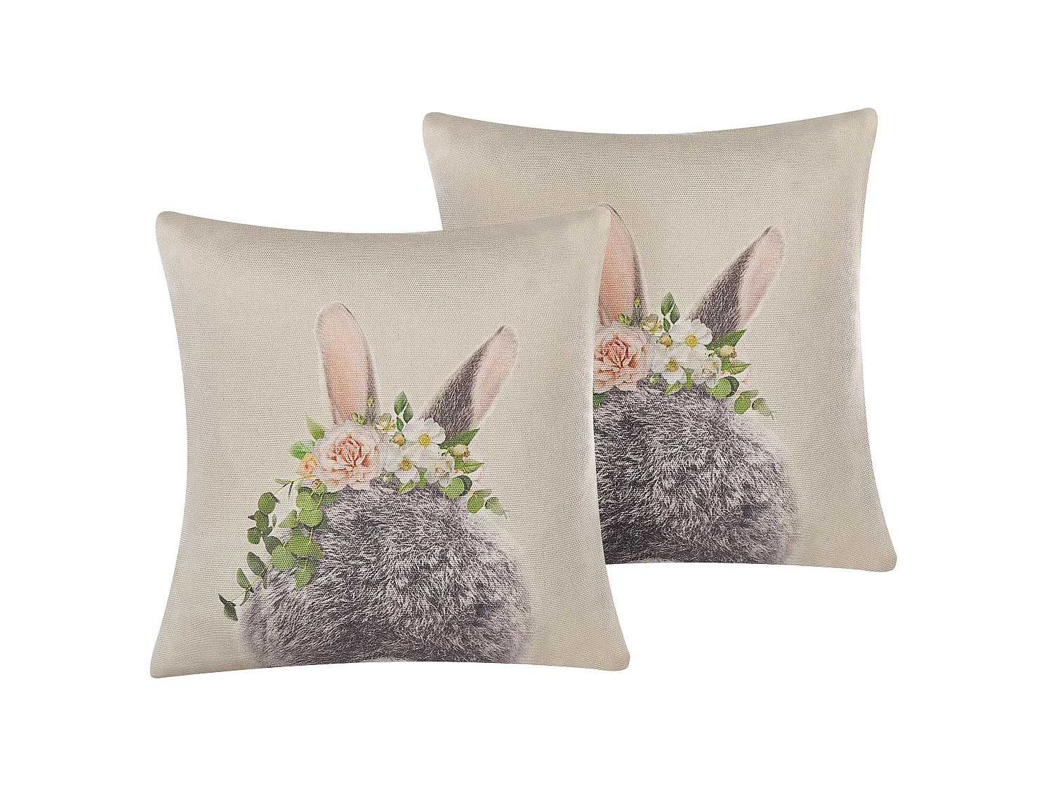 Set of 2 Decorative Cushions FATSIA Cotton 45 x 45 cm Taupe