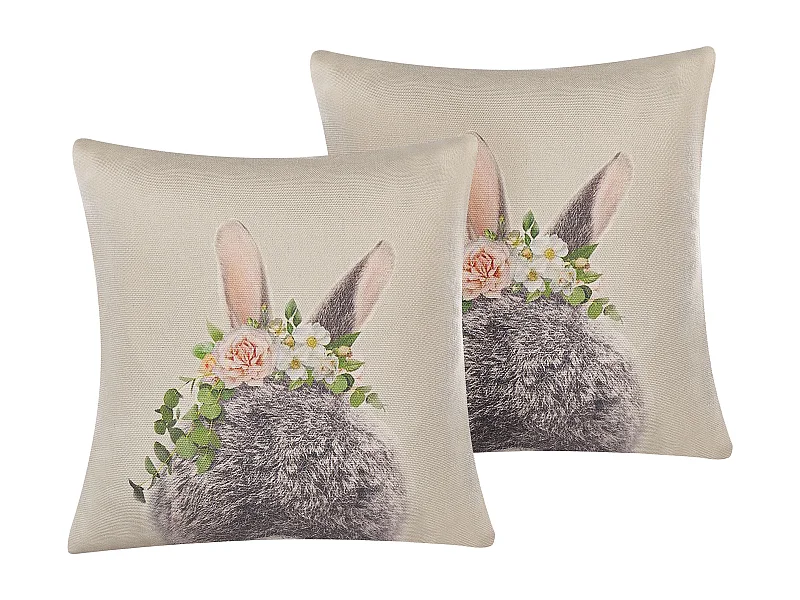 Sierkussen set van 2 konijnenprint meerkleurig 45 x 45 cm FATSIA