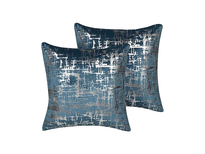 Set van 2 decoratieve kussens GARDENIA Fluweel 45 x 45 cm Blauw Abstract patroon