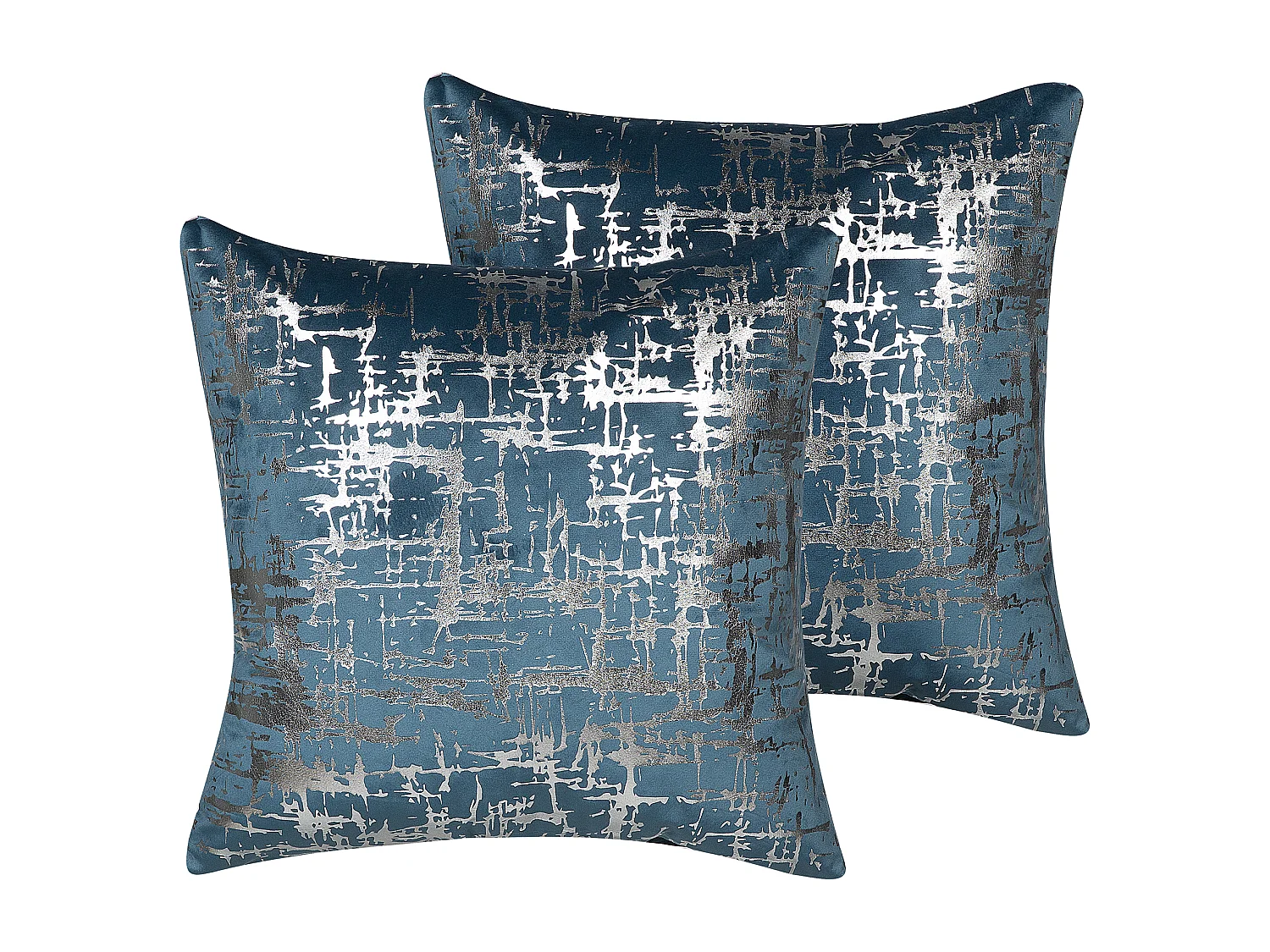 Set van 2 decoratieve kussens GARDENIA Fluweel 45 x 45 cm Blauw Abstract patroon