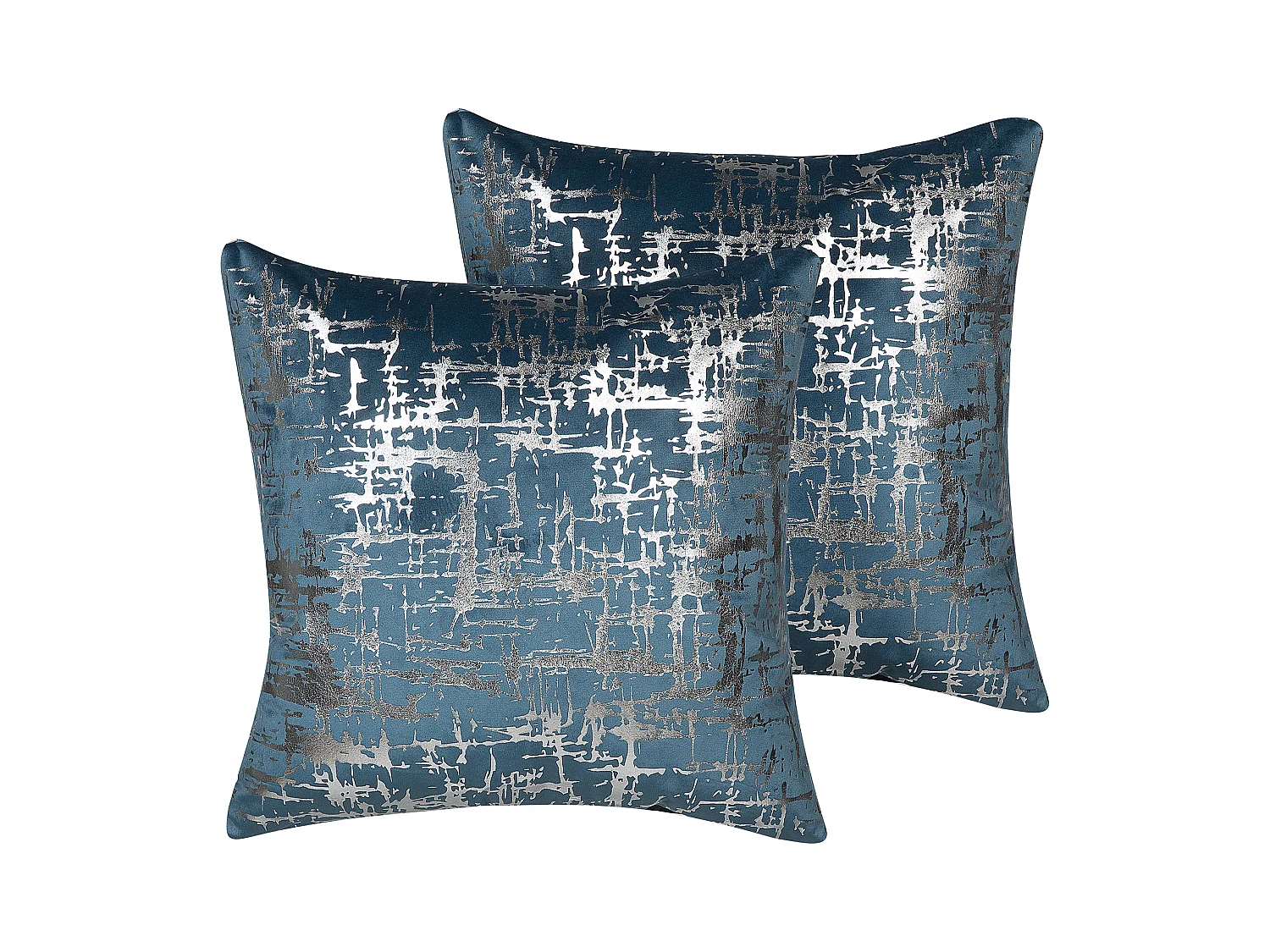 Lot de 2 coussins décoratifs GARDENIA Velours 45 x 45 cm Bleu Motif abstrait