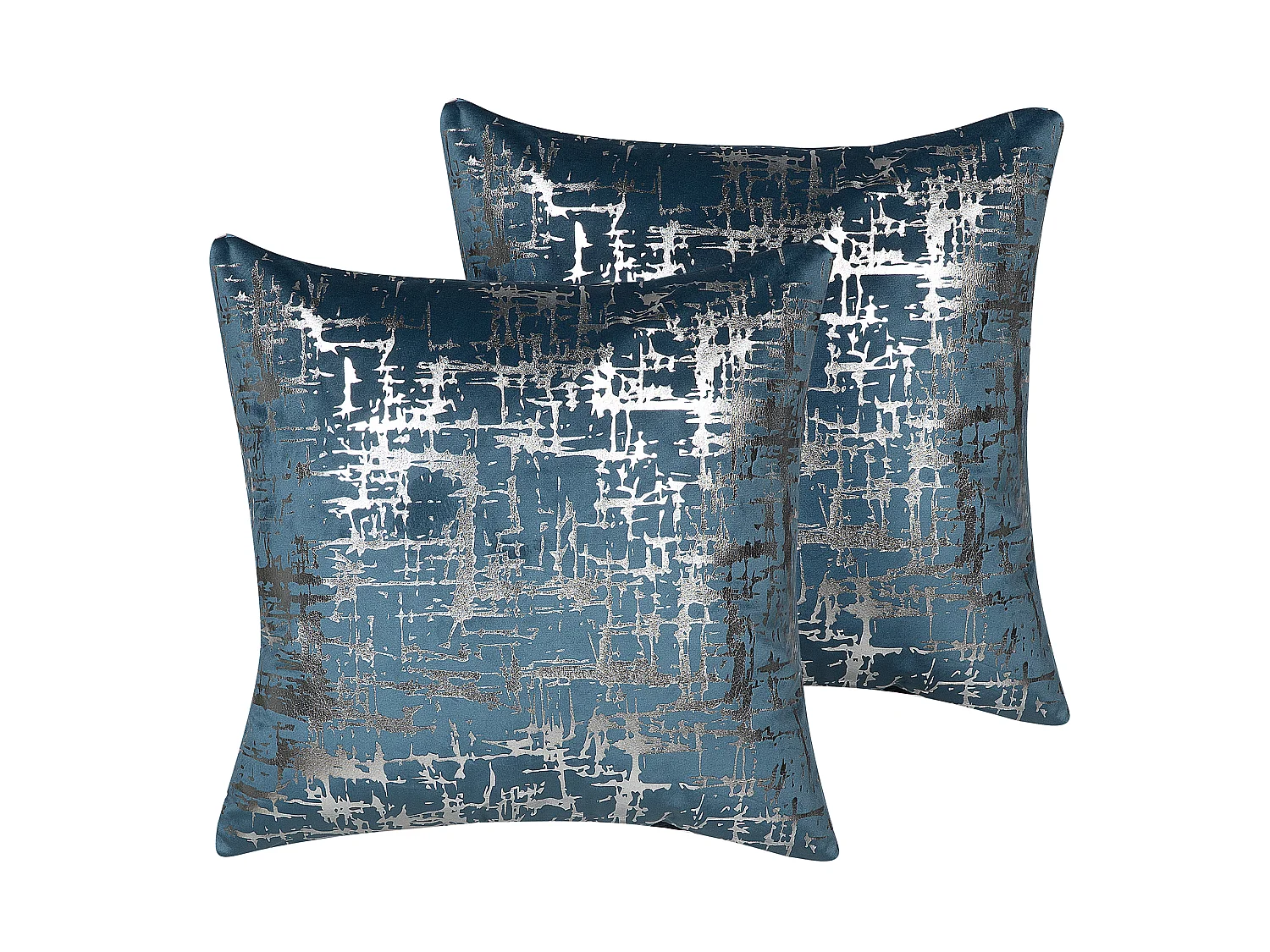 Lot de 2 coussins décoratifs GARDENIA Velours 45 x 45 cm Bleu Motif abstrait