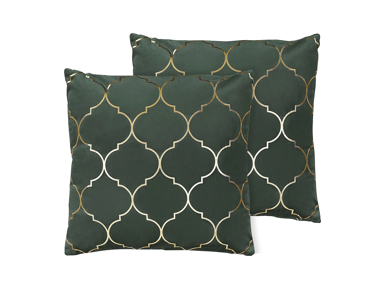 Lot de 2 coussins décoratifs ALYSSUM Velours 45 x 45 cm Vert foncé Motif de treillis