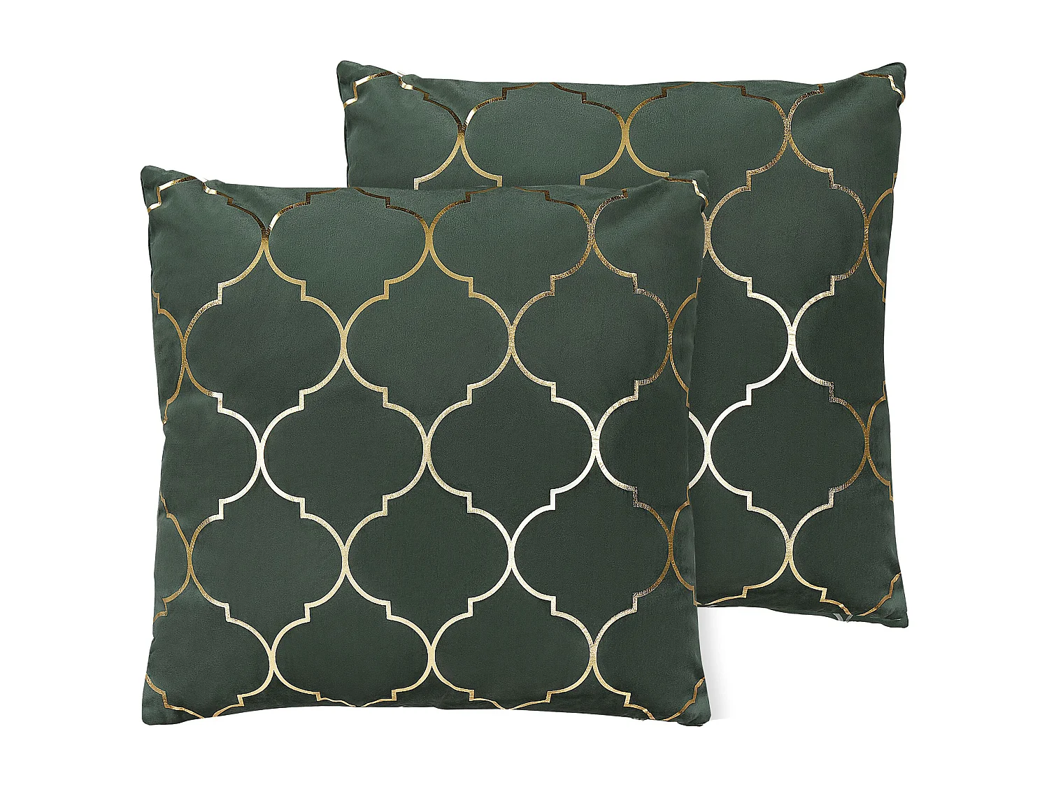 Conjunto de 2 almofadas decorativas ALYSSUM Veludo 45 x 45 cm Verde escuro Padrão em treliça