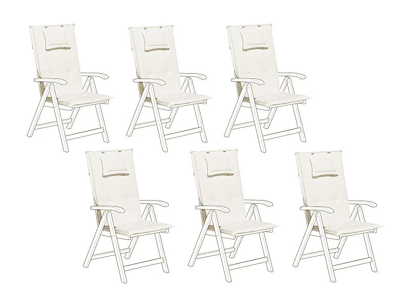 Conjunto de 6 almofadas de encosto/assento TOSCANA 50 x 70 cm Branco creme