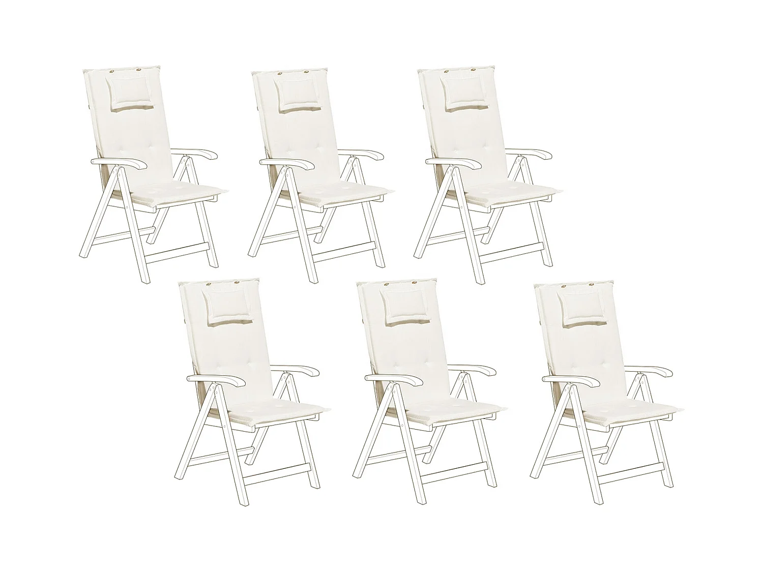 Set di 6 Cuscini Schiena/Seduta TOSCANA 50 x 70 cm Bianco sporco