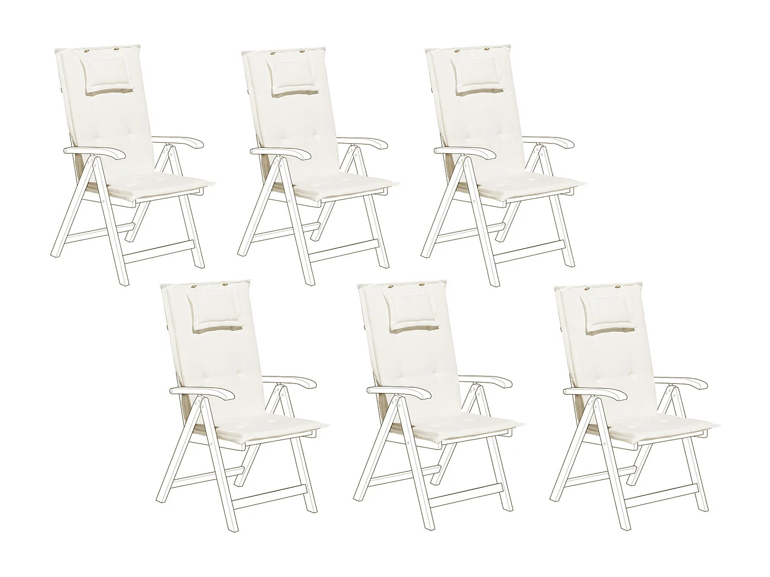 Sitzauflagen 6er Set TOSCANA 50 x 70 cm Cremeweiss