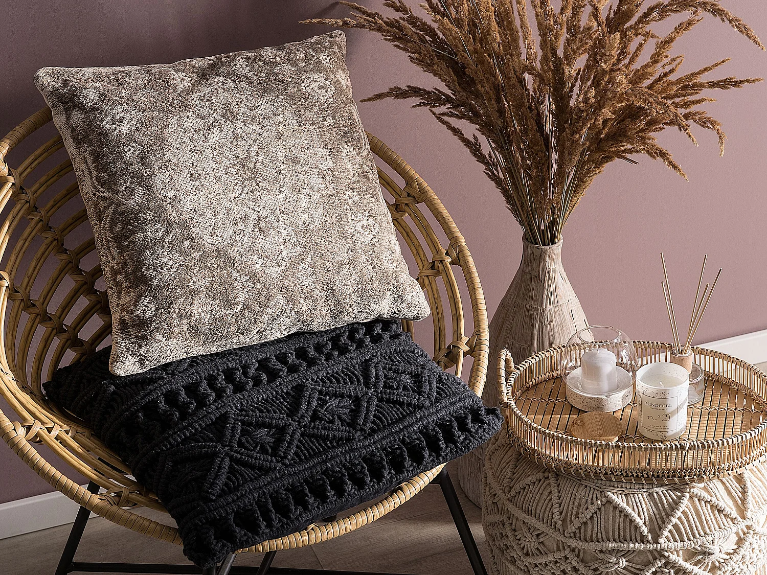 Lot de 2 coussins décoratifs MIMISAL Coton 45 x 45 cm Marron Motif oriental