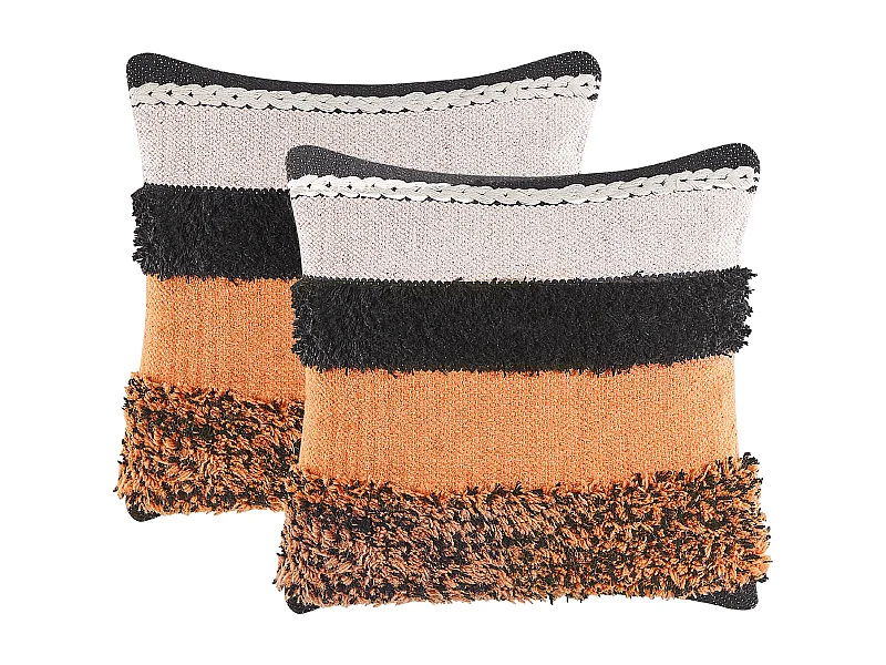 Dekokissen Baumwolle mit Füllung 2er Set bunt gestreift 45x45 cm Mihalgazi