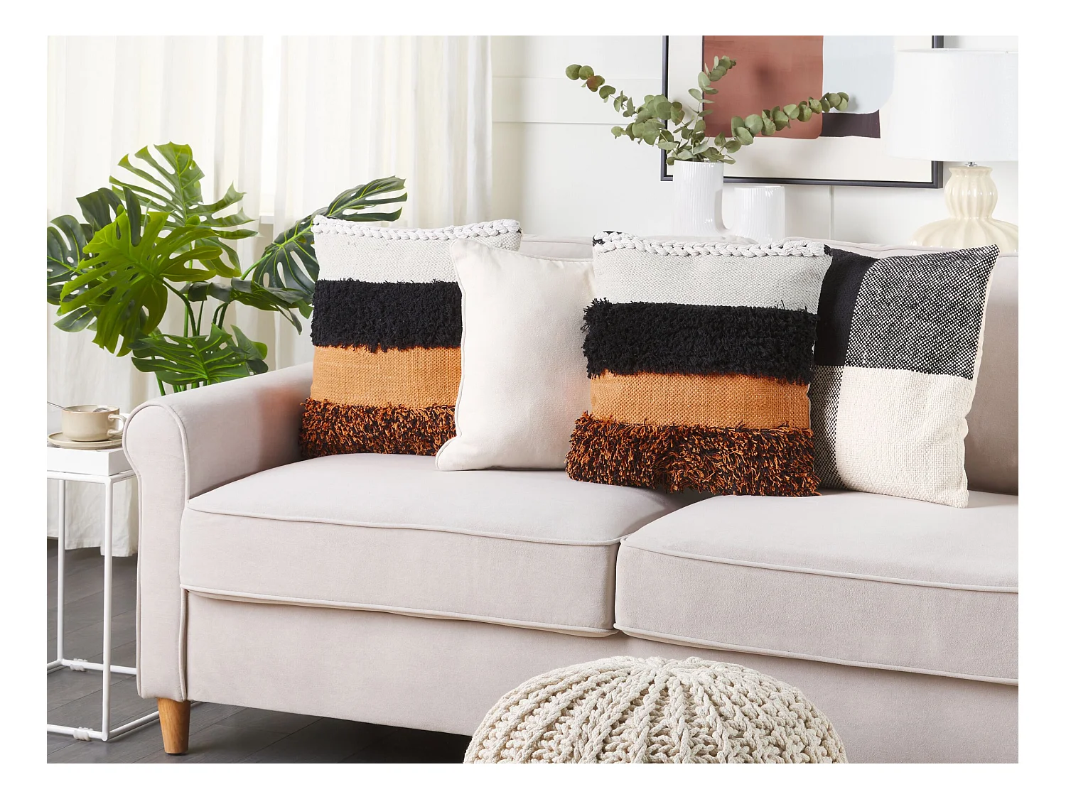 Lot de 2 coussins décoratifs MIHALGAZI Coton 45 x 45 cm Multicolore À rayure