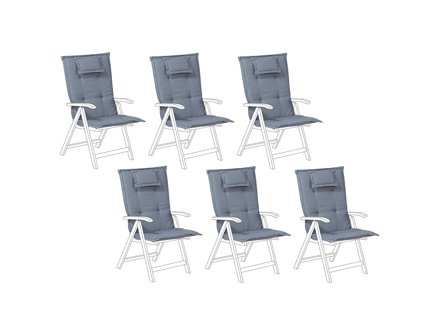 Set di 6 Cuscini Schiena/Seduta TOSCANA 50 x 70 cm Blu