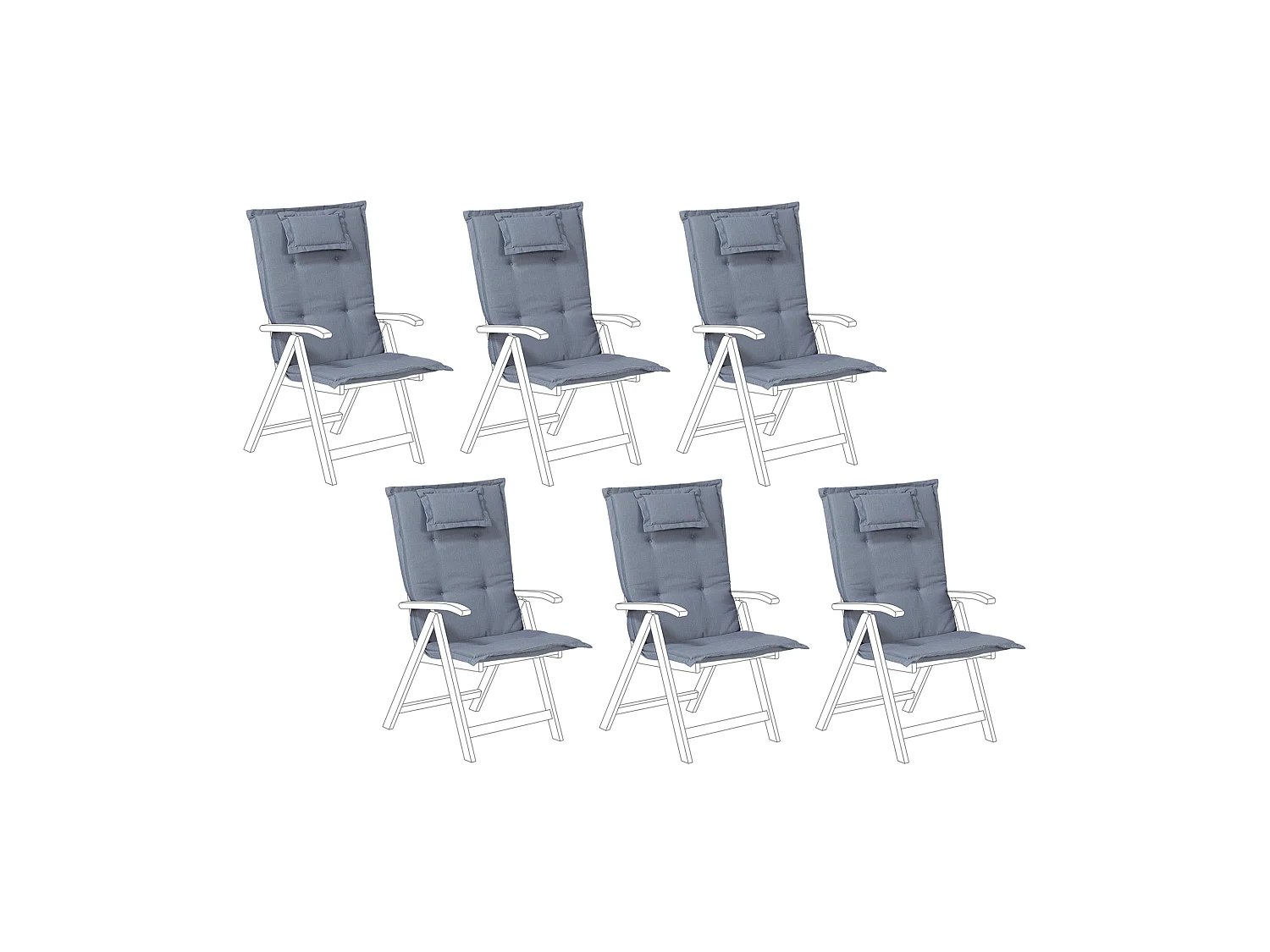 Lot de 6 coussins de jardin TOSCANA 50 x 70 cm Bleu