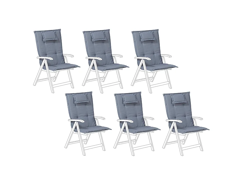 Set di 6 Cuscini Schiena/Seduta TOSCANA 50 x 70 cm Blu