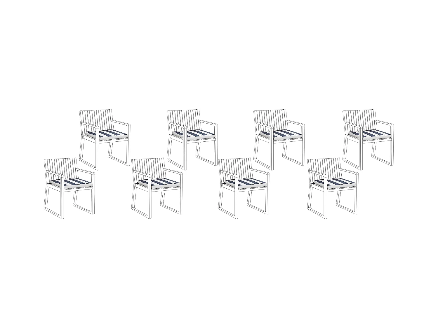 Lot de 8 coussins pour chaises de jardin SASSARI 46 x 46 cm Bleu marine