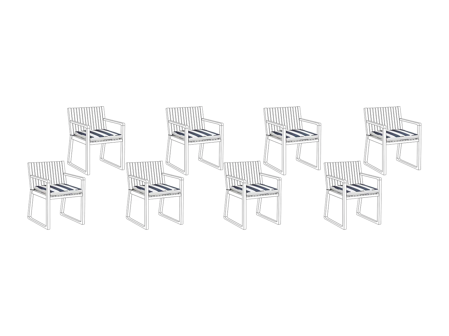 Lot de 8 coussins pour chaises de jardin SASSARI 46 x 46 cm Bleu marine