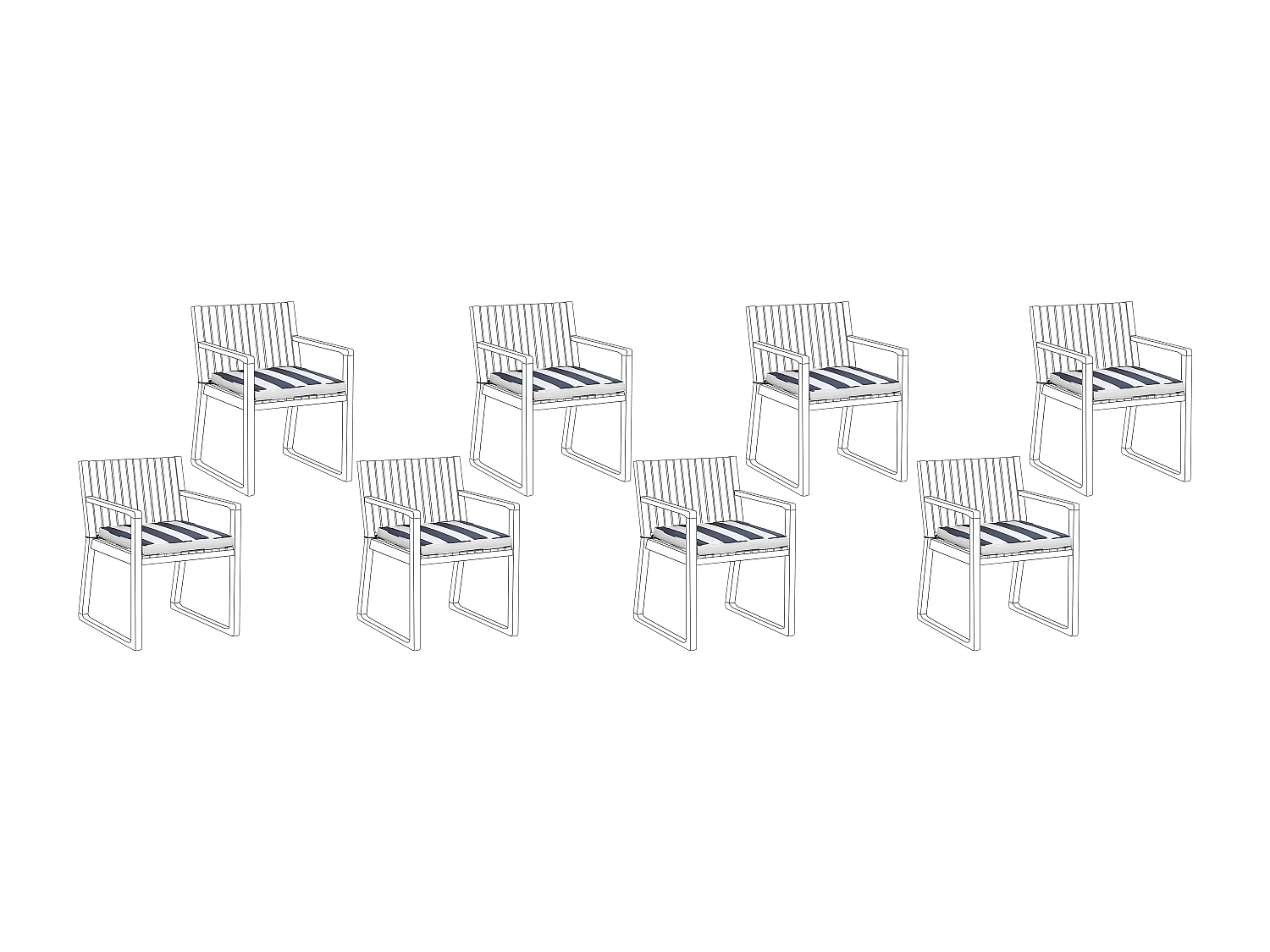 Lot de 8 coussins pour chaises de jardin SASSARI 46 x 46 cm Bleu marine