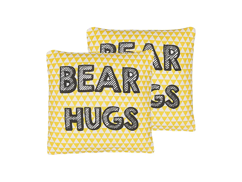 Dekokissen im 2er Set Baumwolle mit Aufschrift gelb 40 x 40 cm Radzkot