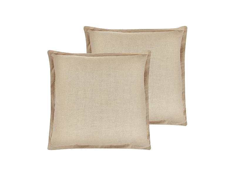 Dekokissen mit Füllung Kante und Reißverschluss 2er Set beige 45x45 cm Guzmania