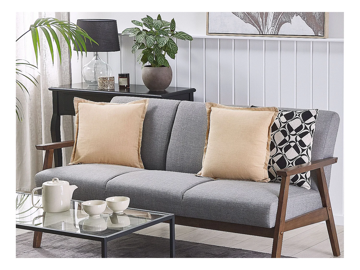 Lot de 2 coussins décoratifs GUZMANIA 45 x 45 cm Beige Unicolore
