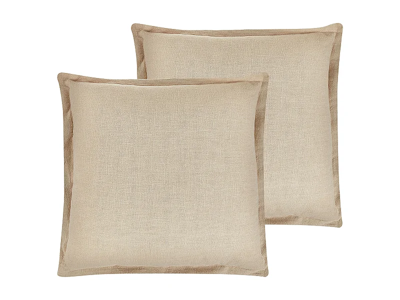 Dekokissen mit Füllung Kante und Reißverschluss 2er Set beige 45x45 cm Guzmania