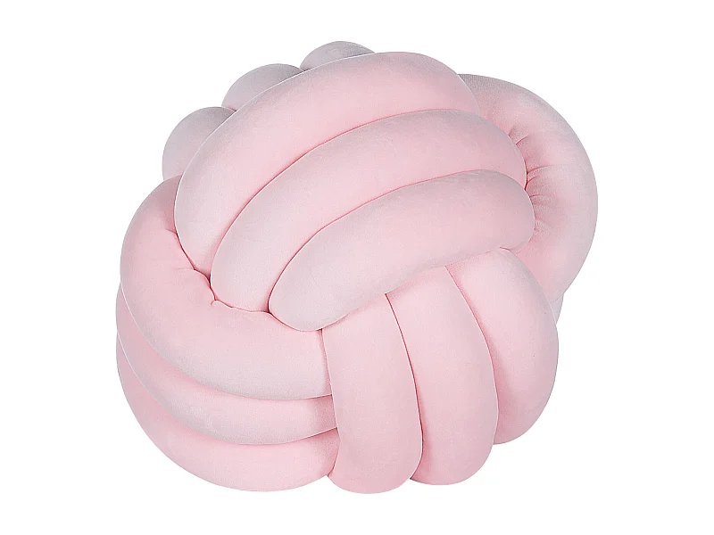 Modernes Knoten-Ball Dekokissen Samtstoff rosa rund 30 x 30 cm Malni