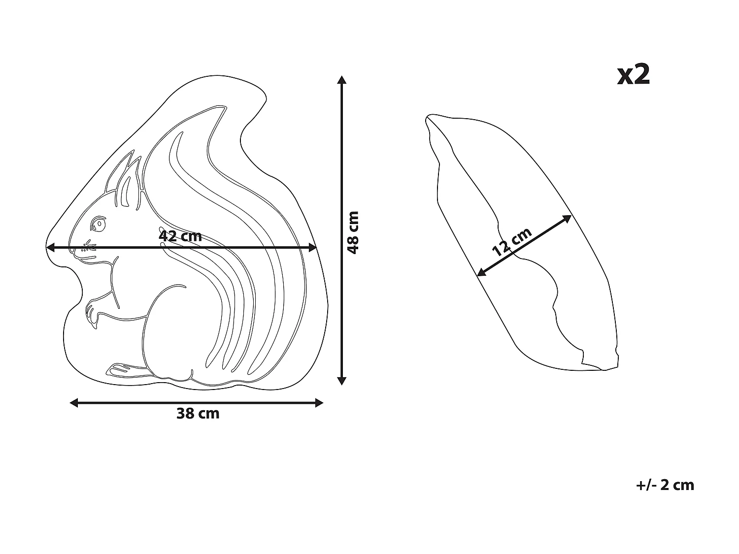 Lot de 2 coussins décoratifs KOLKATA Coton 42 x 48 cm Blanc Écureuil