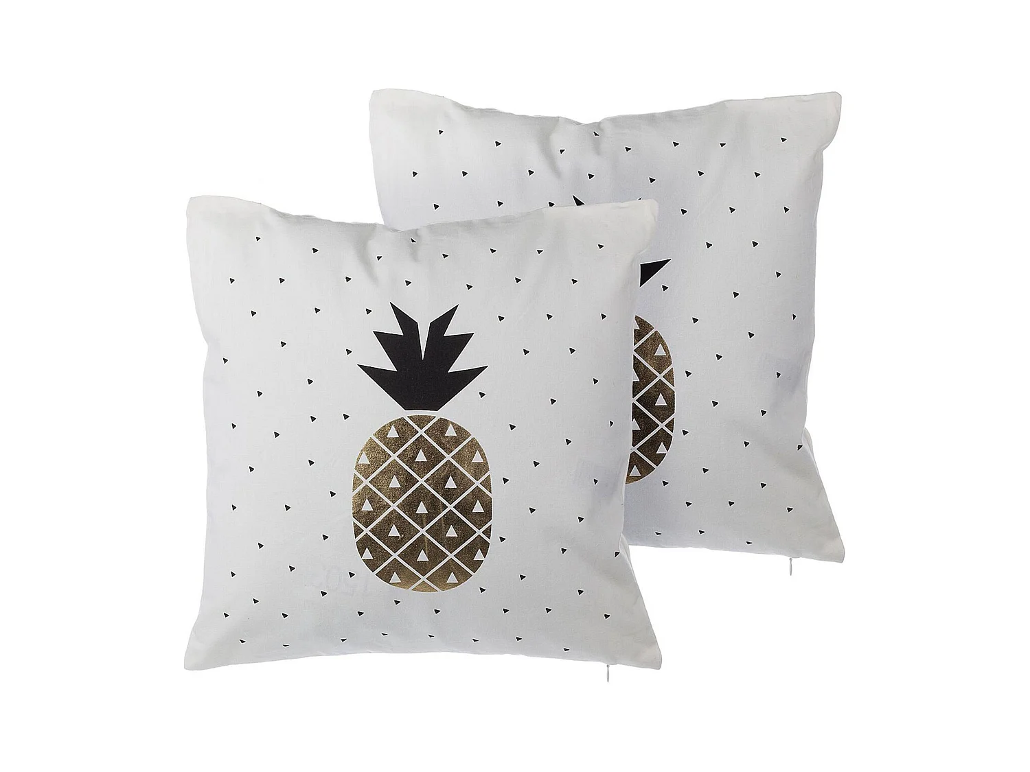 Lot de 2 coussins décoratifs YASMIN Coton 45 x 45 cm Blanc Doré Noir Motif de plante