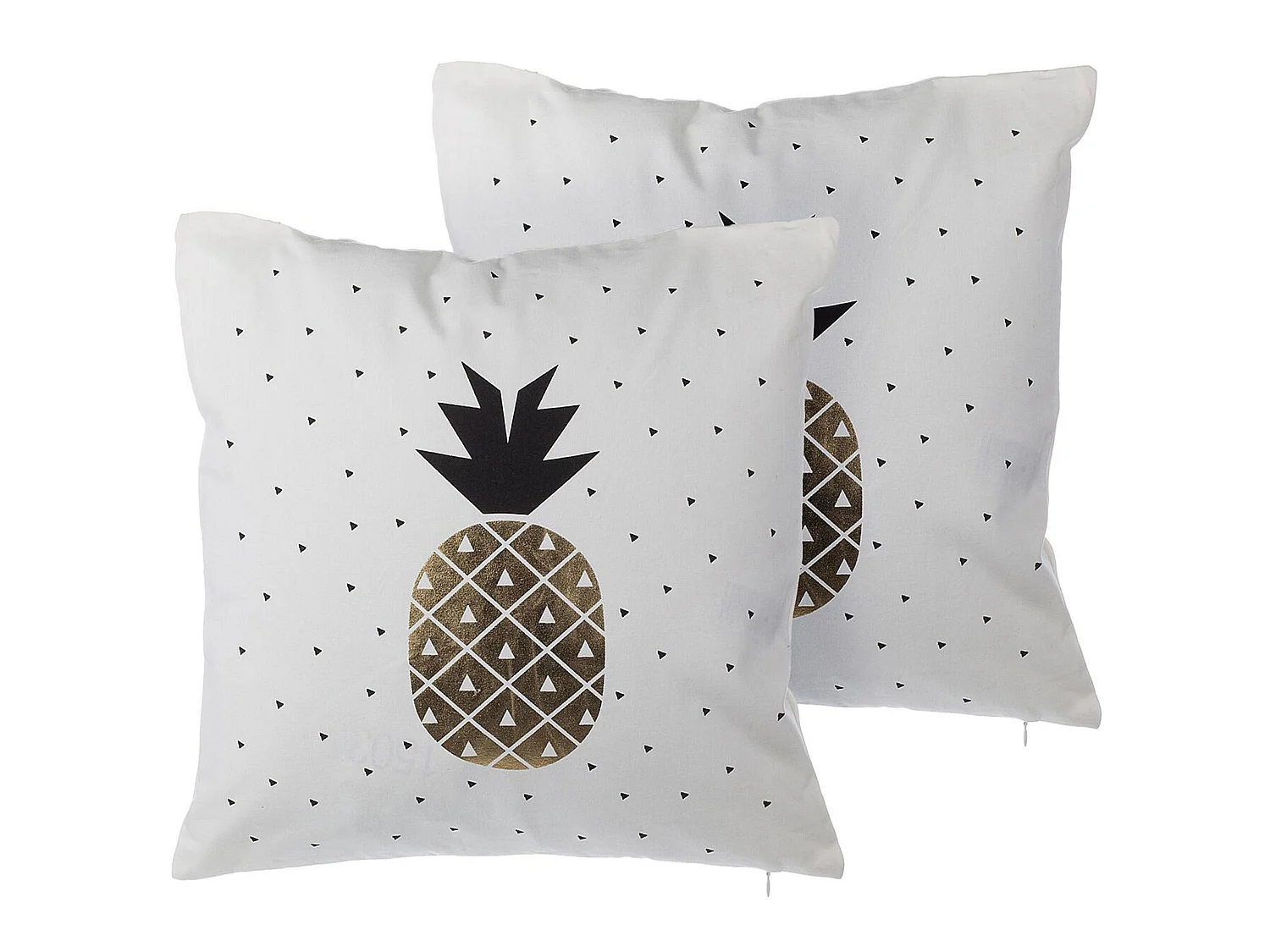 Set di 2 cuscini YASMIN Cotone 45 x 45 cm Bianco Oro Nero Trama di piante