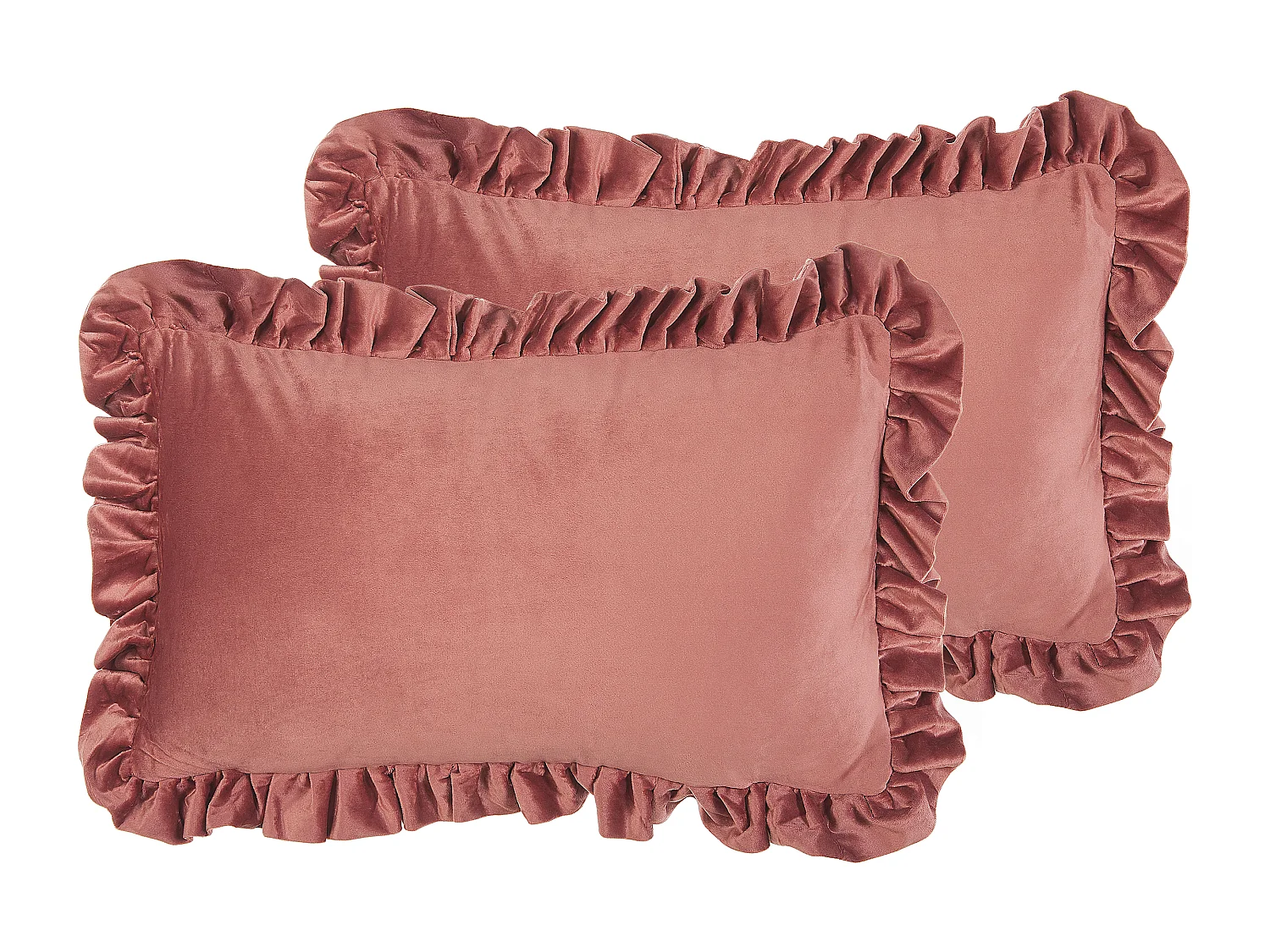 Conjunto de 2 almofadas decorativas KALANCHOE Veludo 30 x 50 cm Rosa Sólido