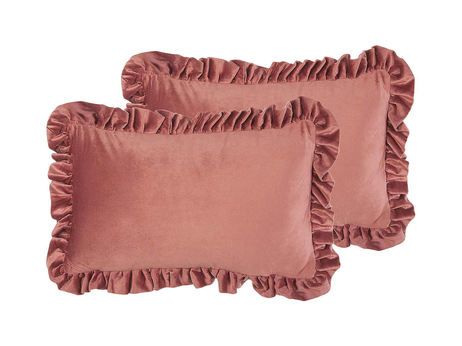 Lot de 2 coussins décoratifs KALANCHOE Velours 30 x 50 cm Rose Unicolore