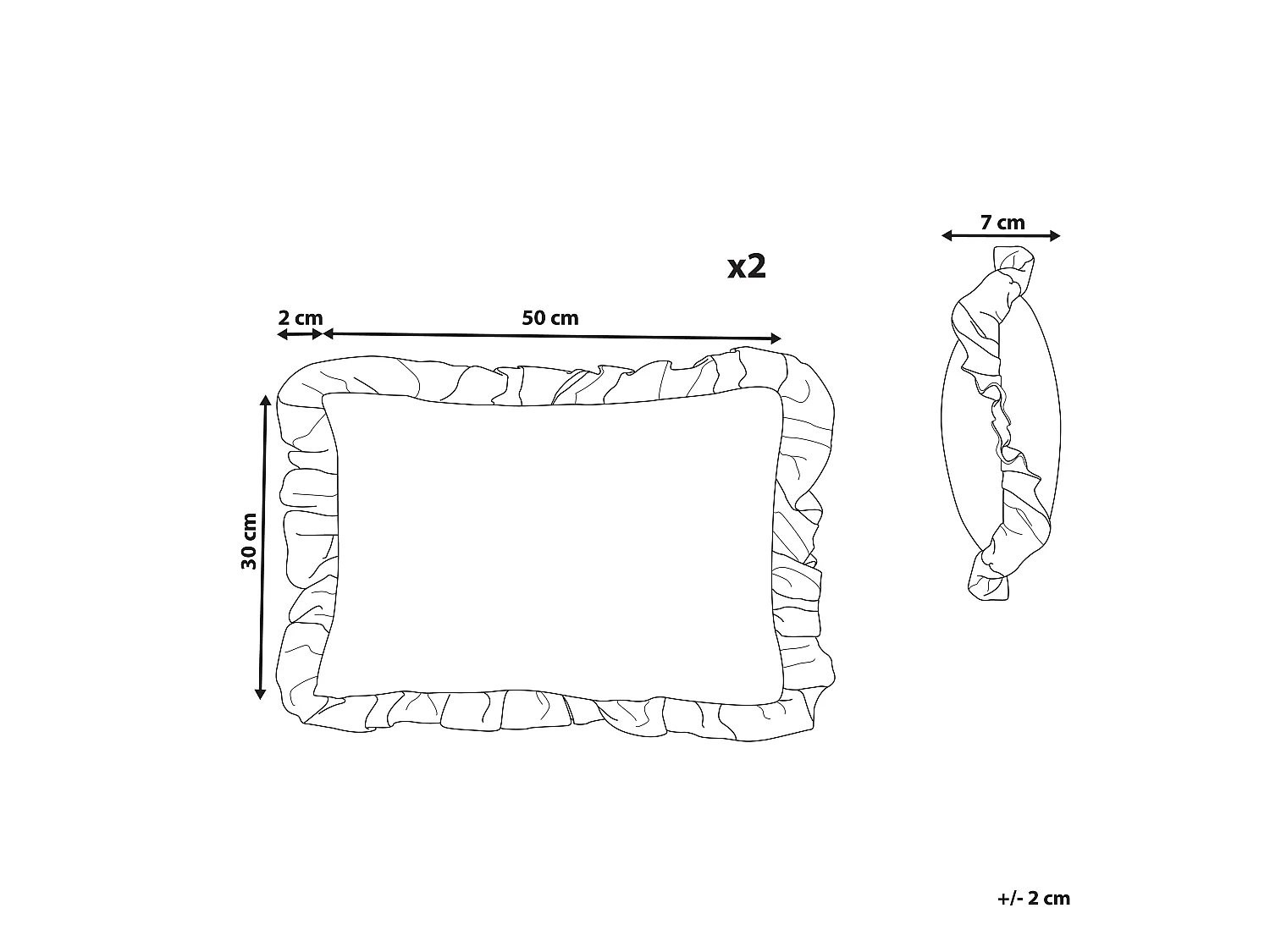 Dekokissen 2er Set Samtstoff Rosa mit Rüschen 30 x 50 cm Glamour Retro Kalanchoe