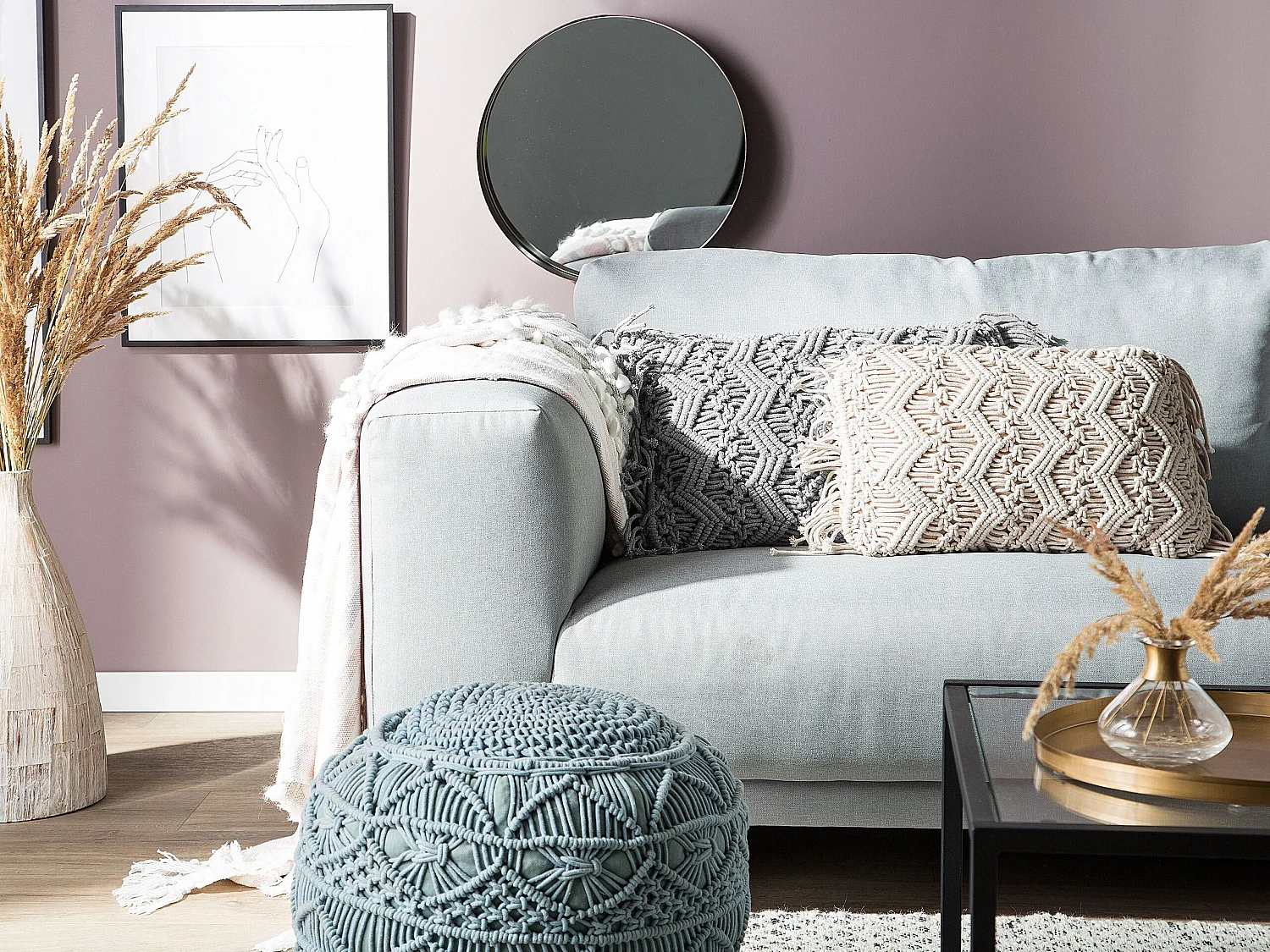 Throw Cushion KIRIKKALE Cotton 30 x 45 cm Grey Geometric Pattern