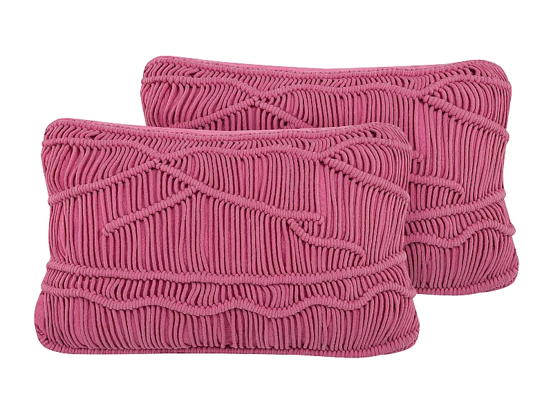 Lot de 2 coussins décoratifs KIRIS Coton 30 x 50 cm Rose Motif géométrique