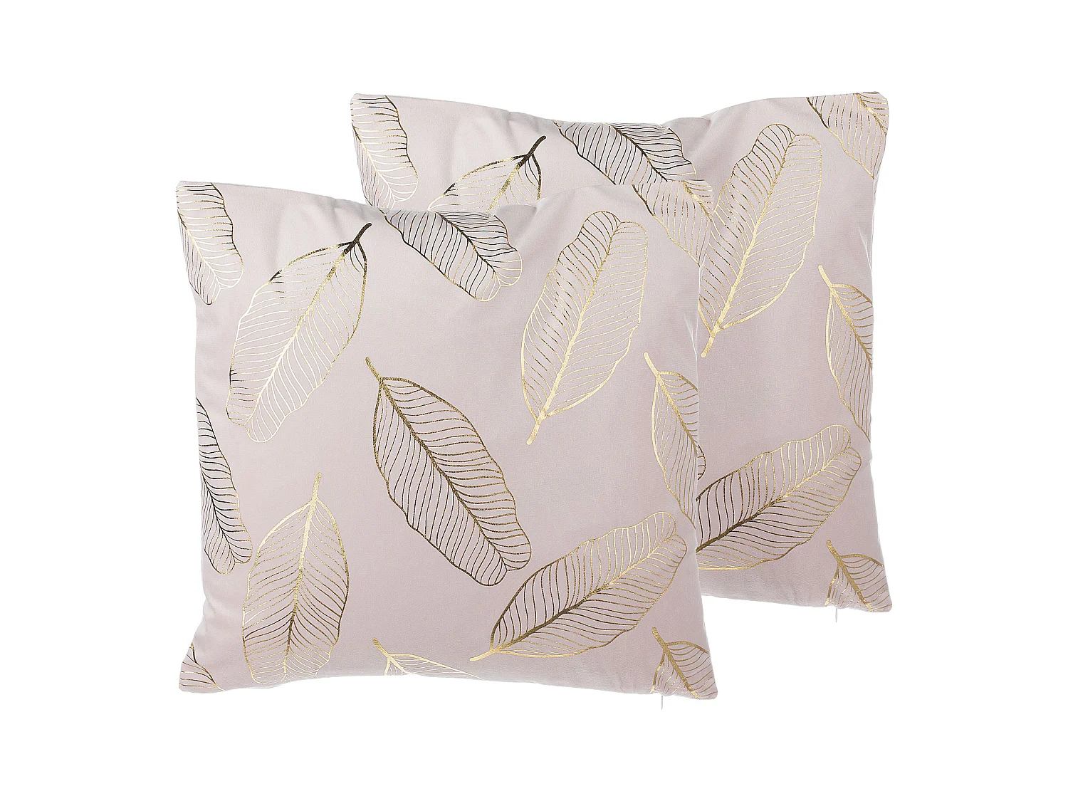 Lot de 2 coussins décoratifs FREESIA Velours 45 x 45 cm Rose Motif de plante
