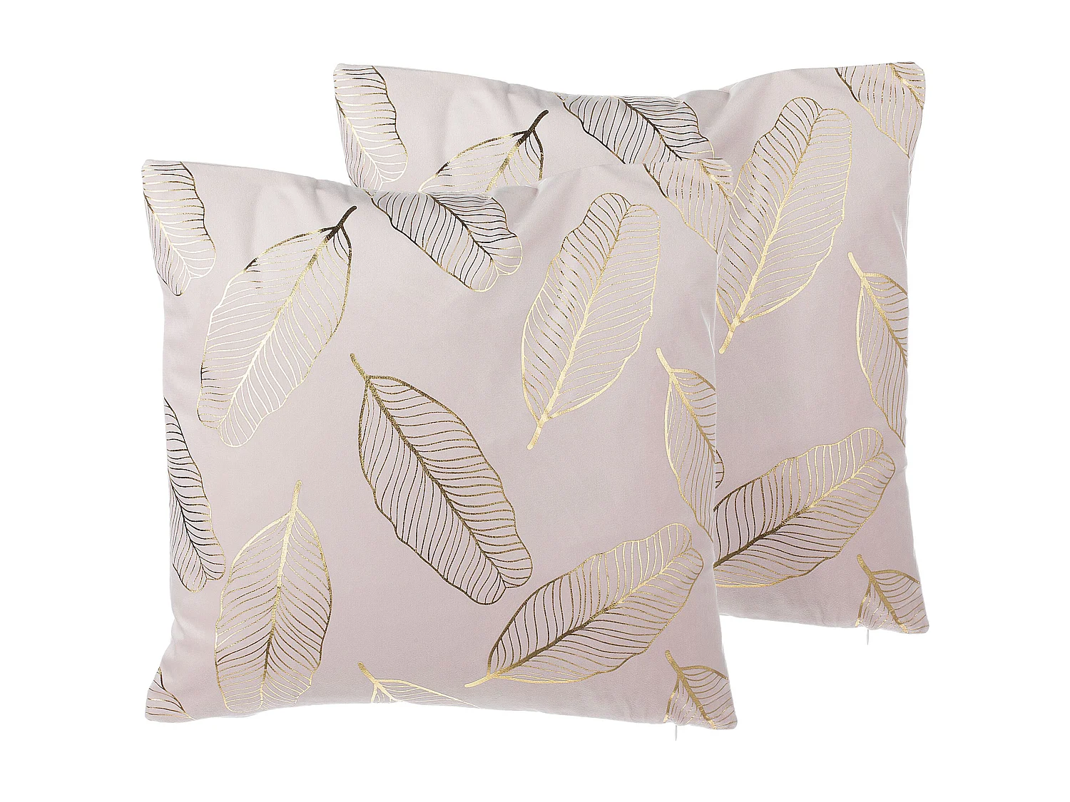 Dekokissen Blättermotiv Samtstoff rosa 45 x 45 cm im 2er Set Freesia