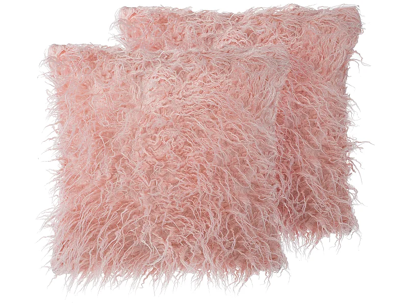 Kuscheliges Dekokissen Fell-Optik rosa 45 x 45 cm 2er Set Daisy