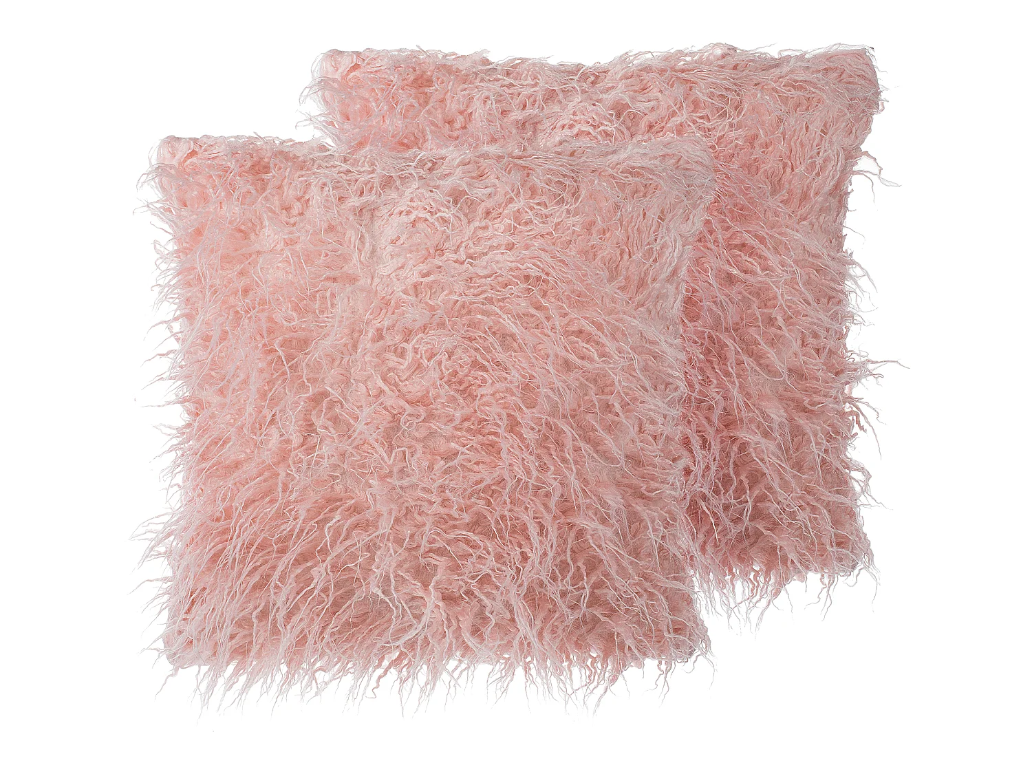 Lot de 2 coussins décoratifs DAISY Fourrure synthétique 45 x 45 cm Rose Unicolore