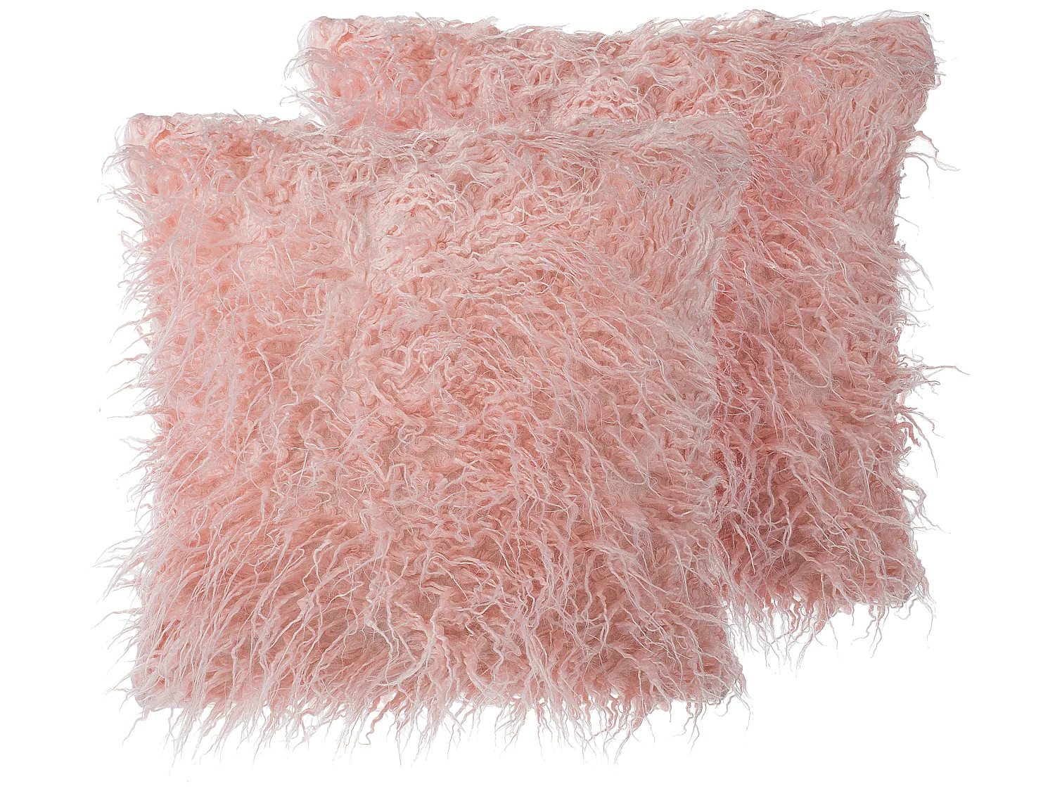 Lot de 2 coussins décoratifs DAISY Fourrure synthétique 45 x 45 cm Rose Unicolore