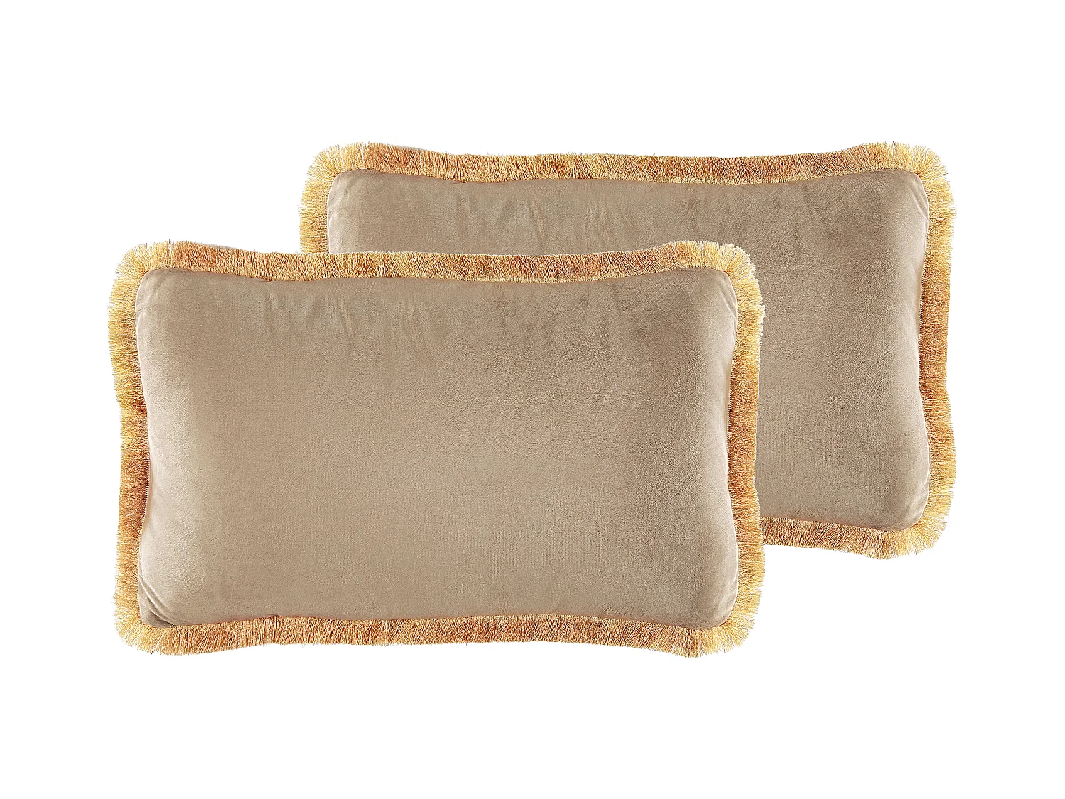 Lot de 2 coussins décoratifs POTHOS Velours 30 x 50 cm Beige Unicolore