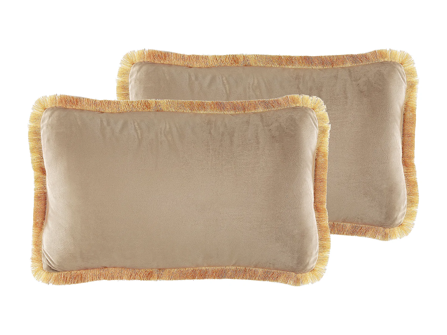 Lot de 2 coussins décoratifs POTHOS Velours 30 x 50 cm Beige Unicolore