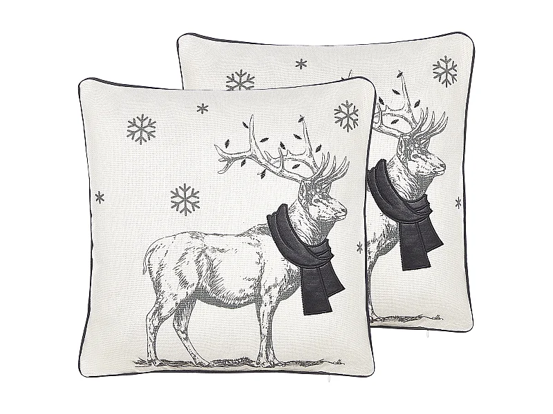 Dekokissen 2er Set SVEN 45 x 45 cm Schwarz Weihnachtsmotiv