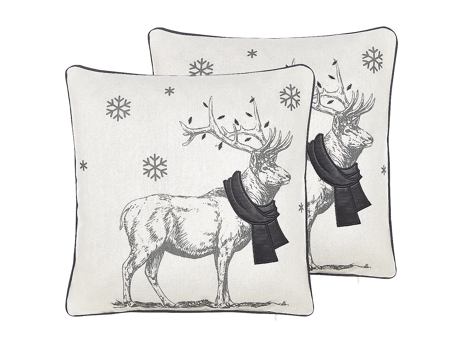 Lot de 2 coussins décoratifs SVEN 45 x 45 cm Noir Motif de Noël